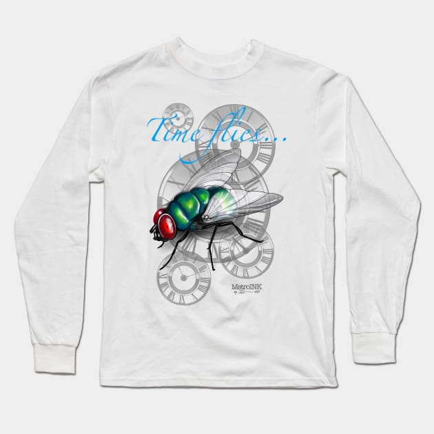 Time Flies Long Sleeve T-Shirt by MetroInk